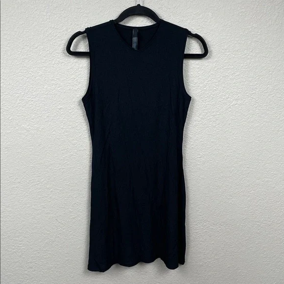 New Skims Black Soft Lounge V Neck Tank Mini Dress Rib Knit Sz L - Picture 3 of 12